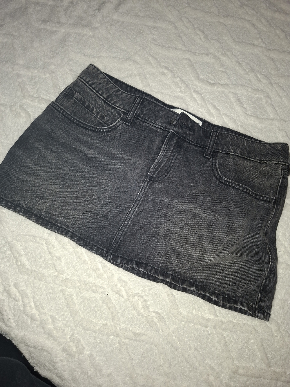 Hollister Black Washed Denim Mini Skirt